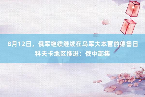 8月12日，俄军继续继续在乌军大本营的德鲁日科夫卡地区推进：俄中部集