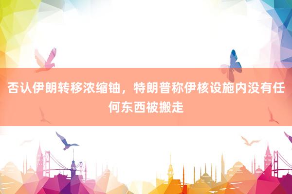 否认伊朗转移浓缩铀，特朗普称伊核设施内没有任何东西被搬走