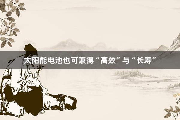 太阳能电池也可兼得“高效”与“长寿”
