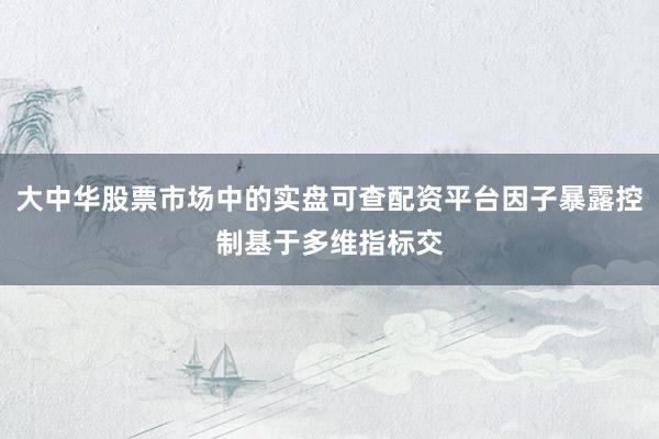 大中华股票市场中的实盘可查配资平台因子暴露控制基于多维指标交