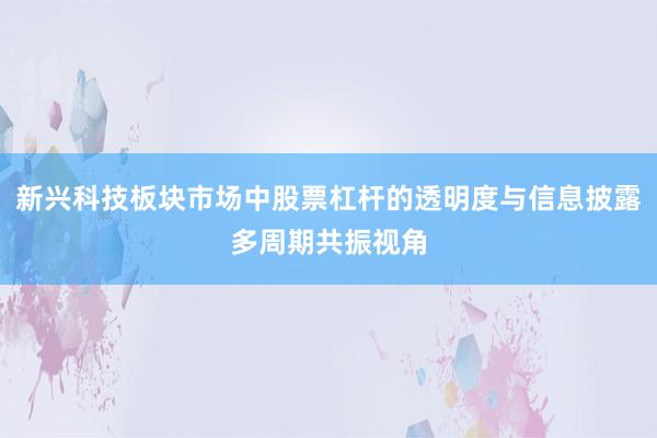 新兴科技板块市场中股票杠杆的透明度与信息披露多周期共振视角