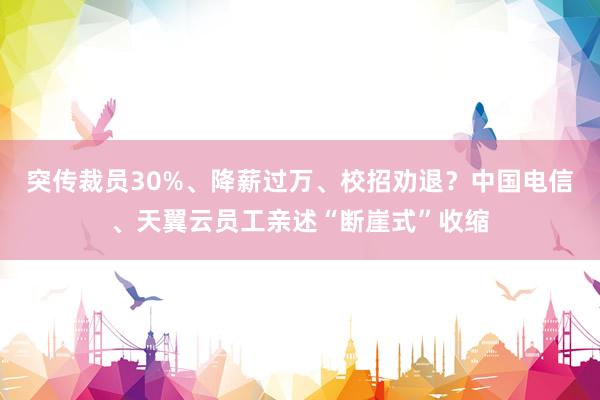 突传裁员30%、降薪过万、校招劝退？中国电信、天翼云员工亲述“断崖式”收缩