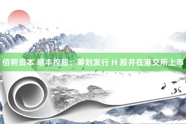 佰朔资本 顺丰控股：筹划发行 H 股并在港交所上市