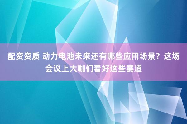 配资资质 动力电池未来还有哪些应用场景？这场会议上大咖们看好这些赛道