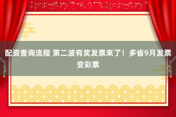 配资查询流程 第二波有奖发票来了！多省9月发票变彩票