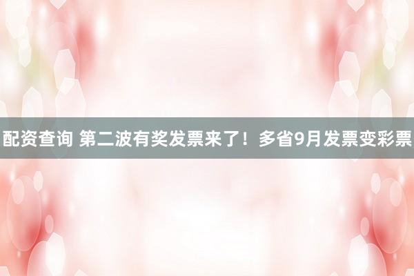 配资查询 第二波有奖发票来了！多省9月发票变彩票