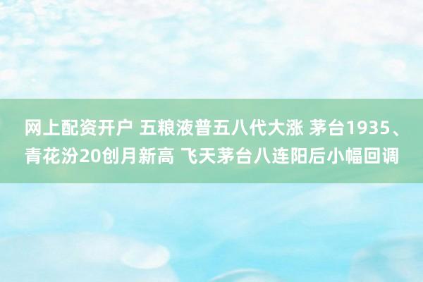 网上配资开户 五粮液普五八代大涨 茅台1935、青花汾20创月新高 飞天茅台八连阳后小幅回调