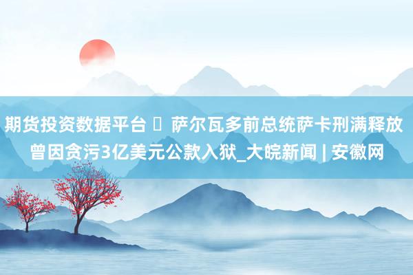 期货投资数据平台 萨尔瓦多前总统萨卡刑满释放 曾因贪污3亿美元公款入狱_大皖新闻 | 安徽网